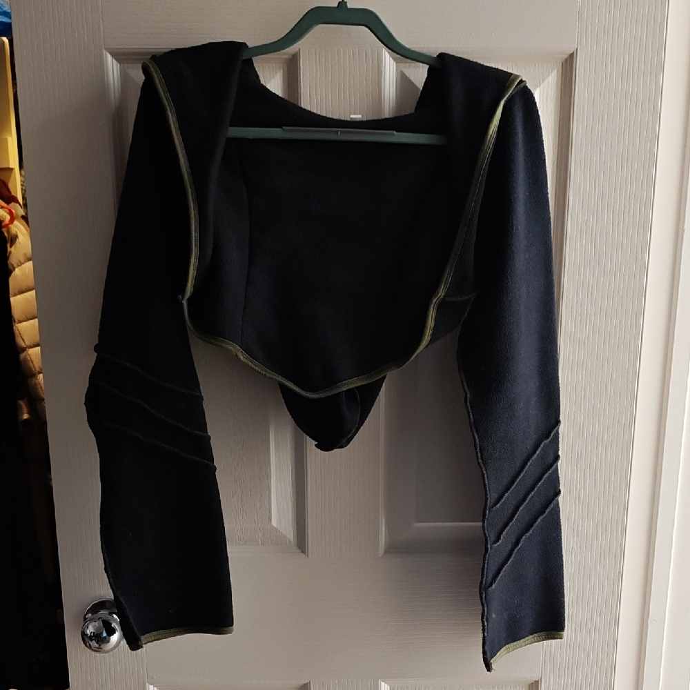 Black Shrug with Green Trim